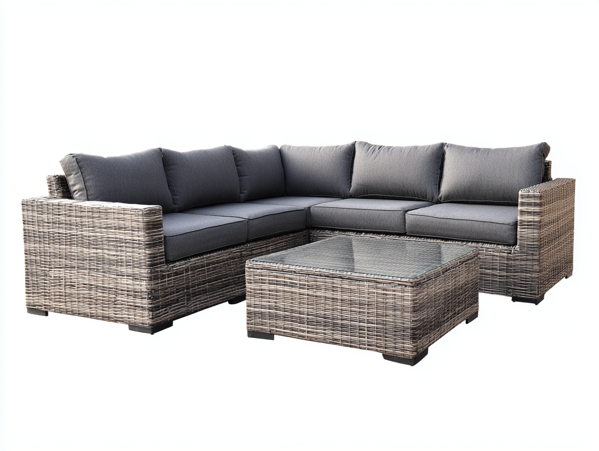 Divani da esterno - rattan PE-tessuto-vetro - 218x218x68 cm - grigio-tortora - moderno-Tavomohome