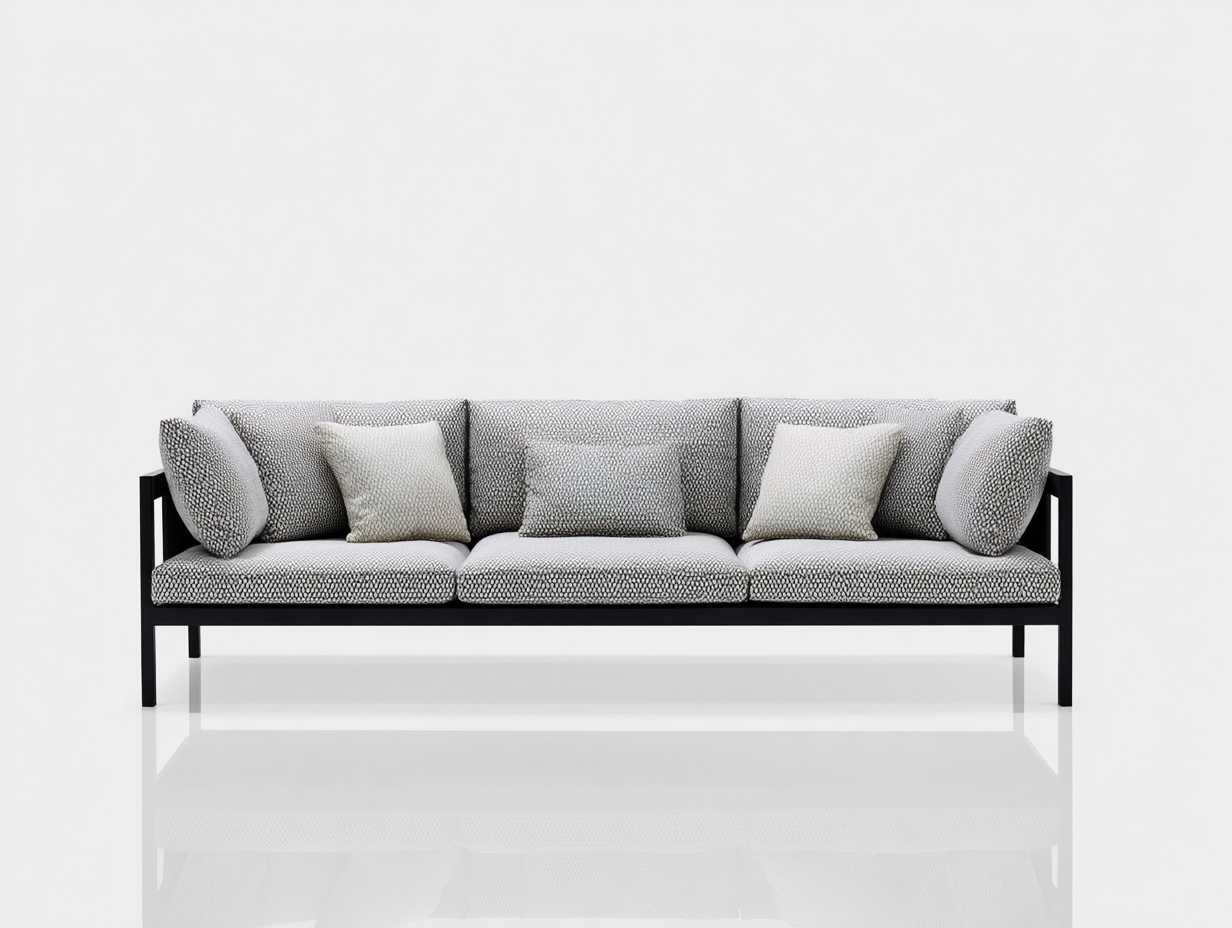 Divani da esterno - metallo-tessuto - 226x86x73 cm - nero-grigio - minimalista-Tavomohome