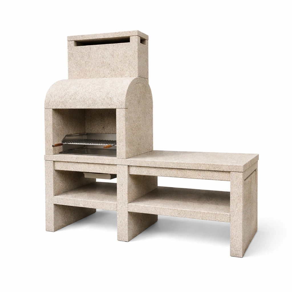 Barbecue in cemento con ripiano laterale-LUXEDREAMSPACE