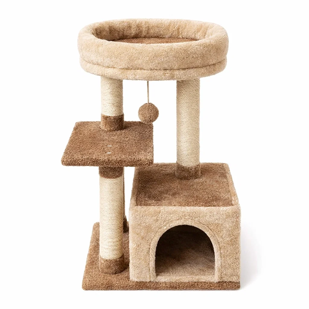 Tiragraffi per gatti in compensato e sisal beige-LUXEDREAMSPACE