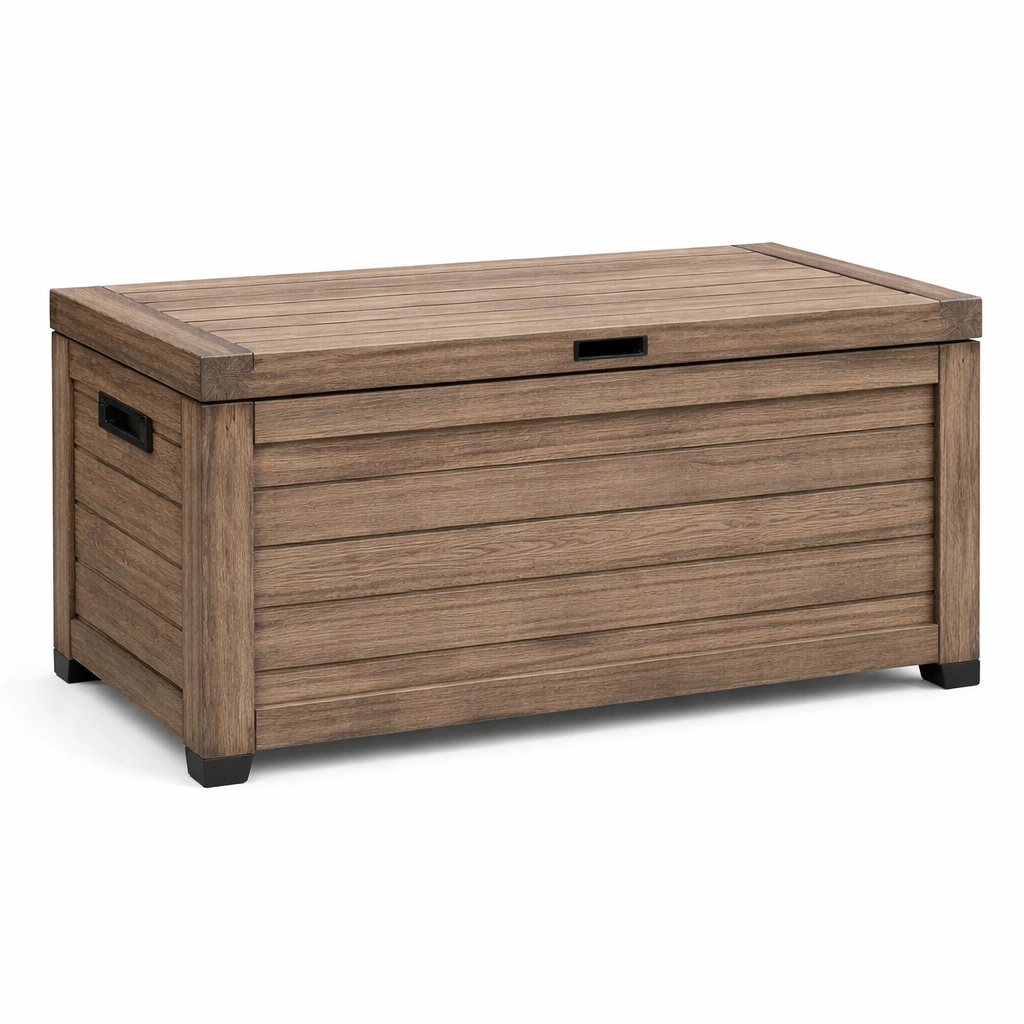 Contenitore da giardino in resina effetto legno 120x55x65 cm-LUXEDREAMSPACE