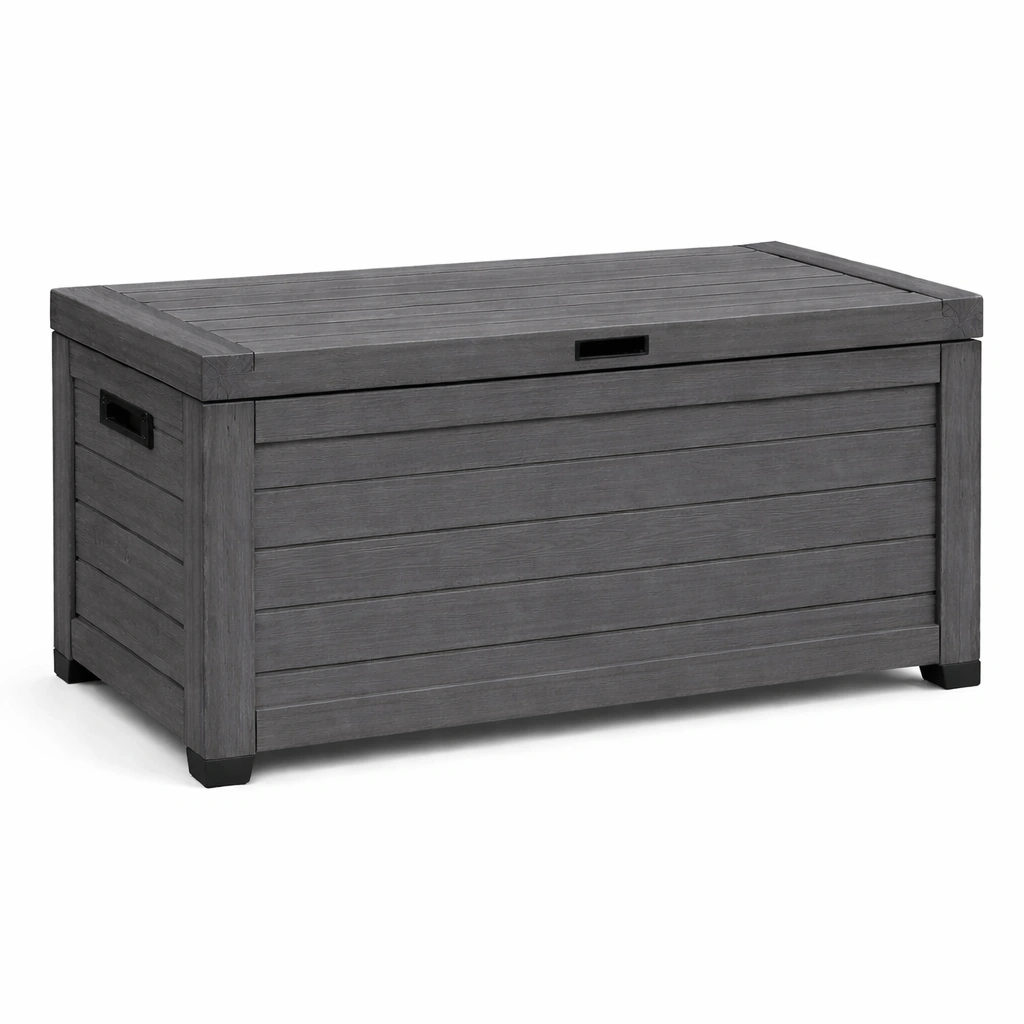 Contenitore in plastica polipropilene effetto legno grigio 145x60x64 cm-LUXEDREAMSPACE
