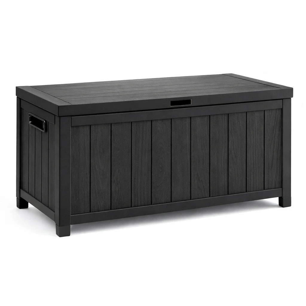 Contenitore da giardino in plastica nero 120x45x60 cm-LUXEDREAMSPACE