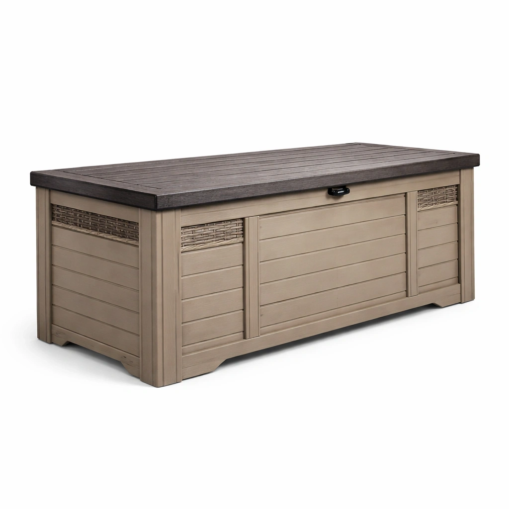 Contenitore da esterno in resina beige marrone 120x45x50 cm-LUXEDREAMSPACE