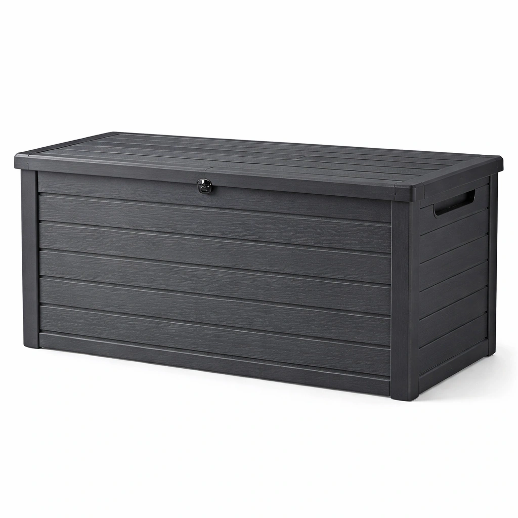 Contenitore da giardino in plastica nero 120x50x60 cm-LUXEDREAMSPACE