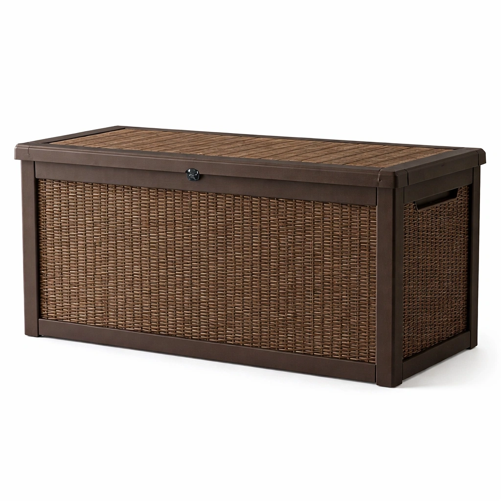 Contenitore in rattan sintetico marrone-LUXEDREAMSPACE