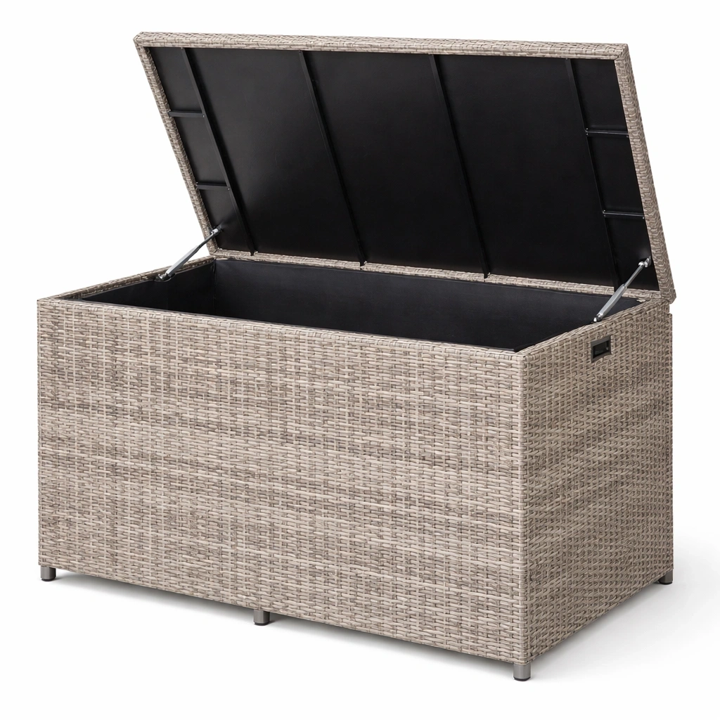Contenitore da esterno in rattan sintetico grigio 120x60x50 cm-LUXEDREAMSPACE