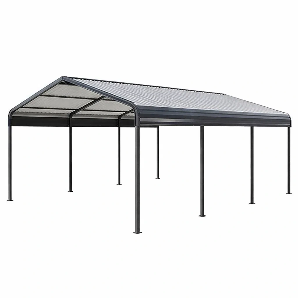 Carport per auto in alluminio e acciaio grigio 6x3x2.7 m-LUXEDREAMSPACE
