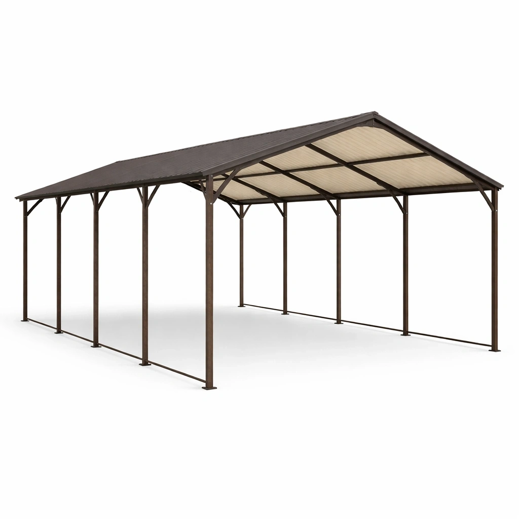 Carport in acciaio e policarbonato per auto-LUXEDREAMSPACE