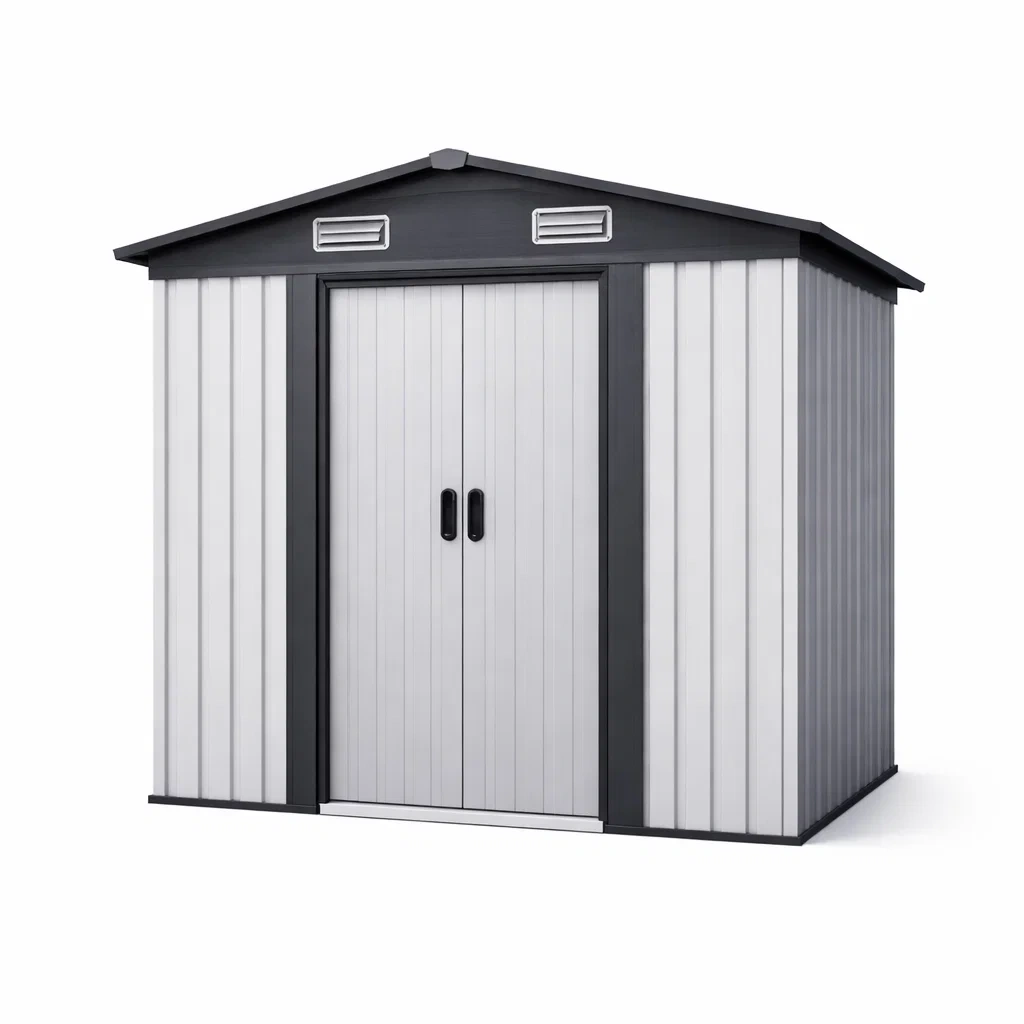 Casetta da giardino in metallo 213x127x185 cm grigio-LUXEDREAMSPACE