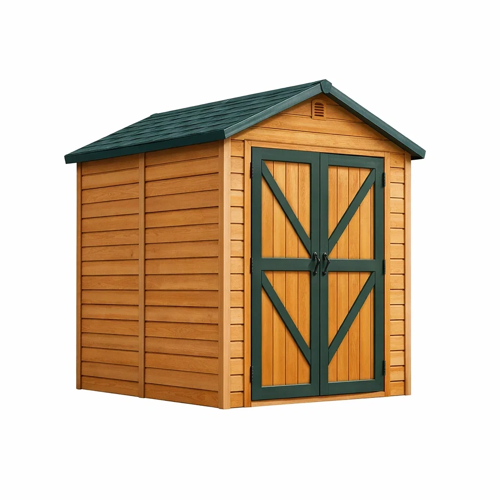 Casetta da giardino in legno di pino verde-LUXEDREAMSPACE