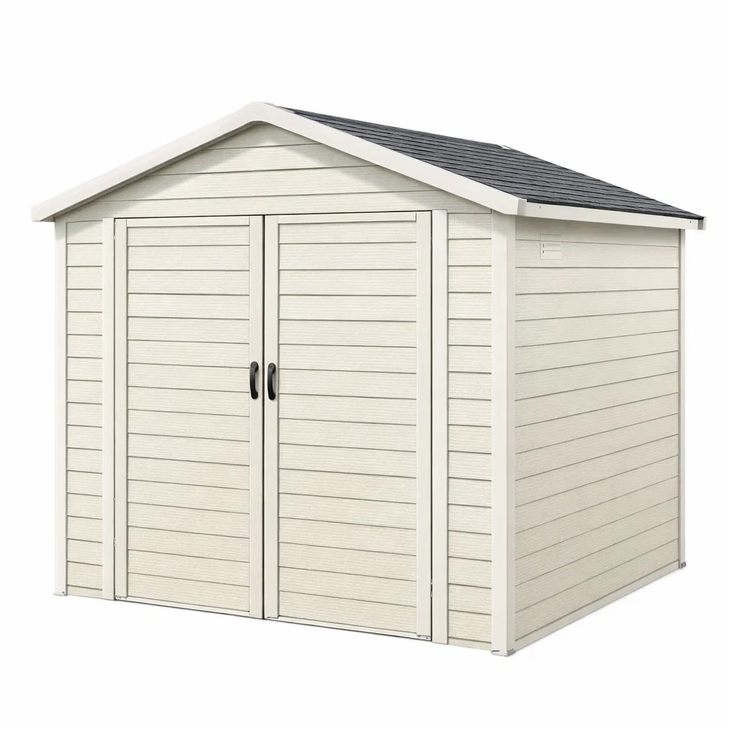 Casetta da giardino in plastica beige-LUXEDREAMSPACE