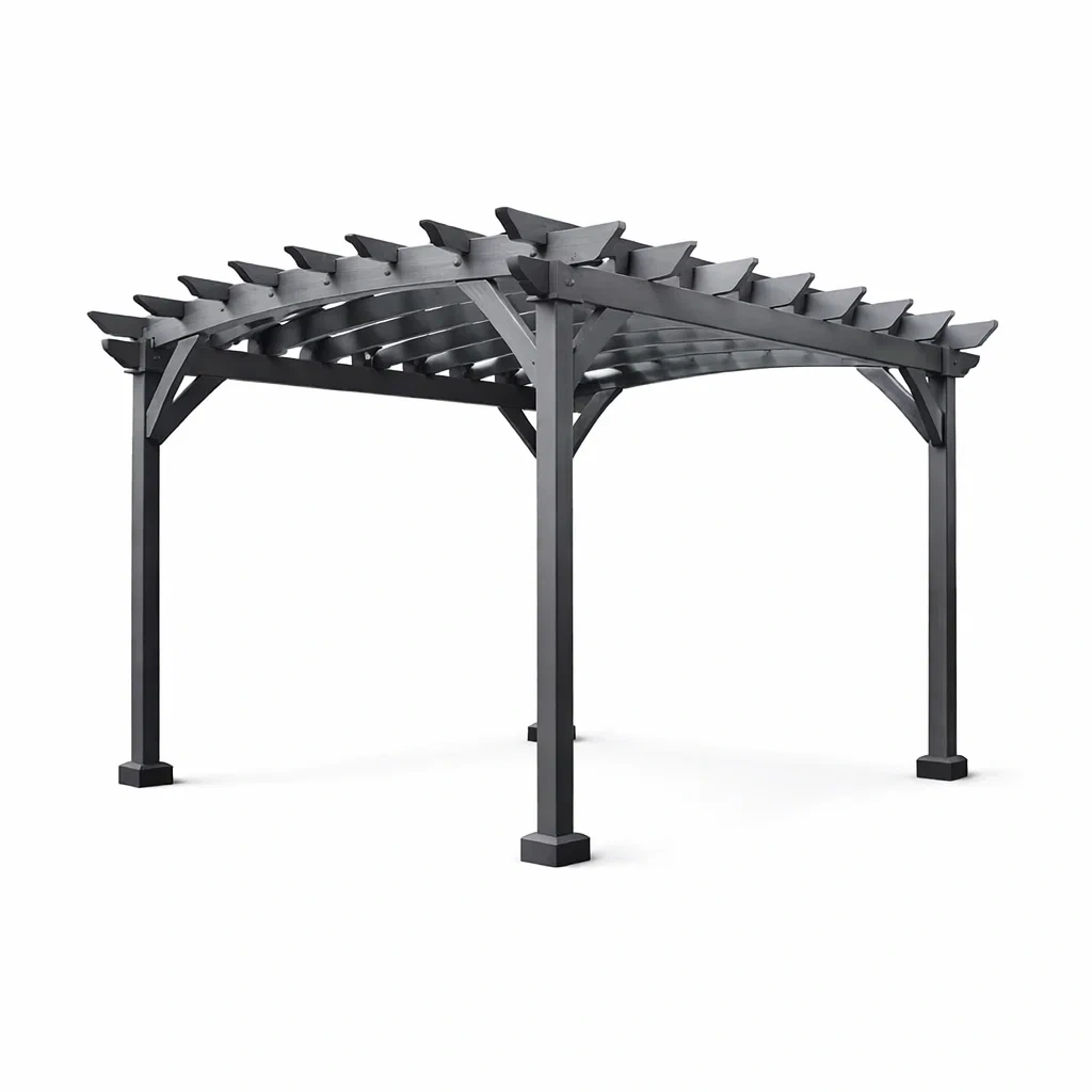 Pergola in alluminio grigio-LUXEDREAMSPACE