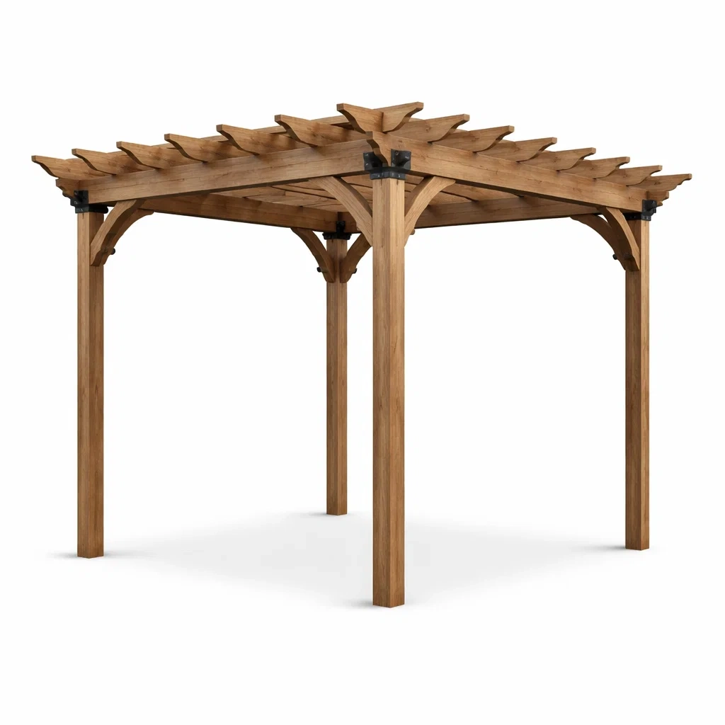 Pergola da giardino in legno massello 300x300x240 cm-LUXEDREAMSPACE