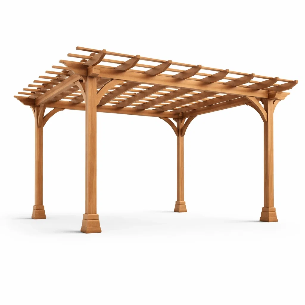 Pergola da giardino in legno di cedro 300x300x240 cm-LUXEDREAMSPACE