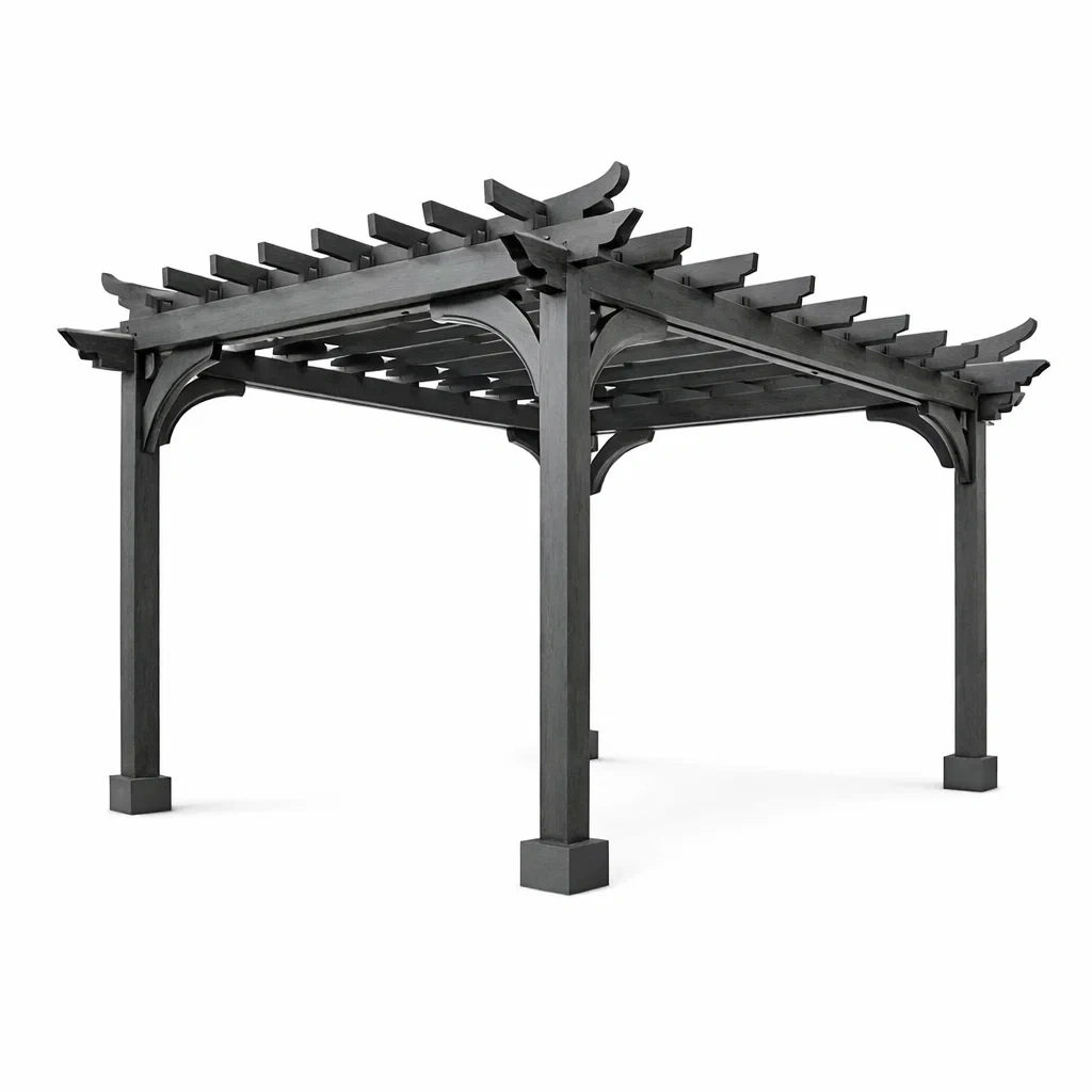 Pergola da giardino in legno grigio scuro-LUXEDREAMSPACE