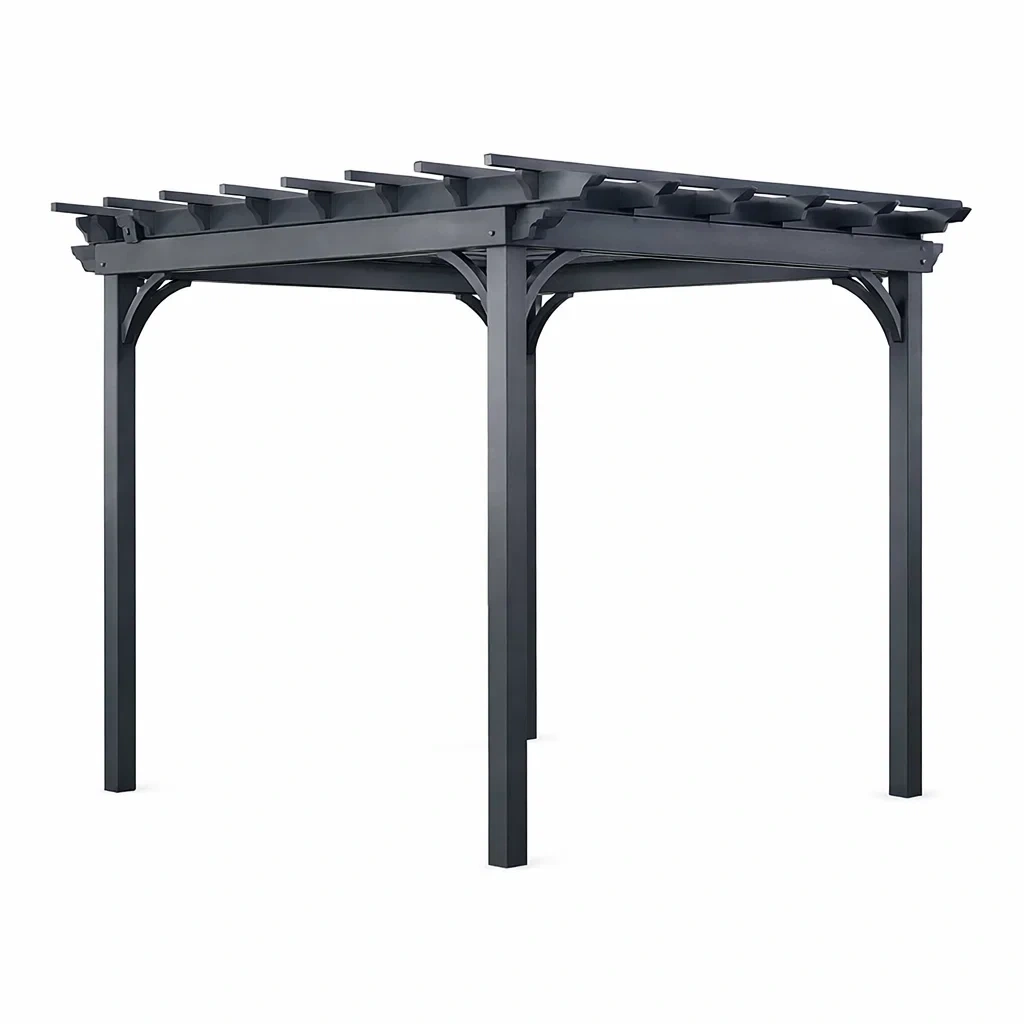 Pergola in alluminio nero per esterni-LUXEDREAMSPACE
