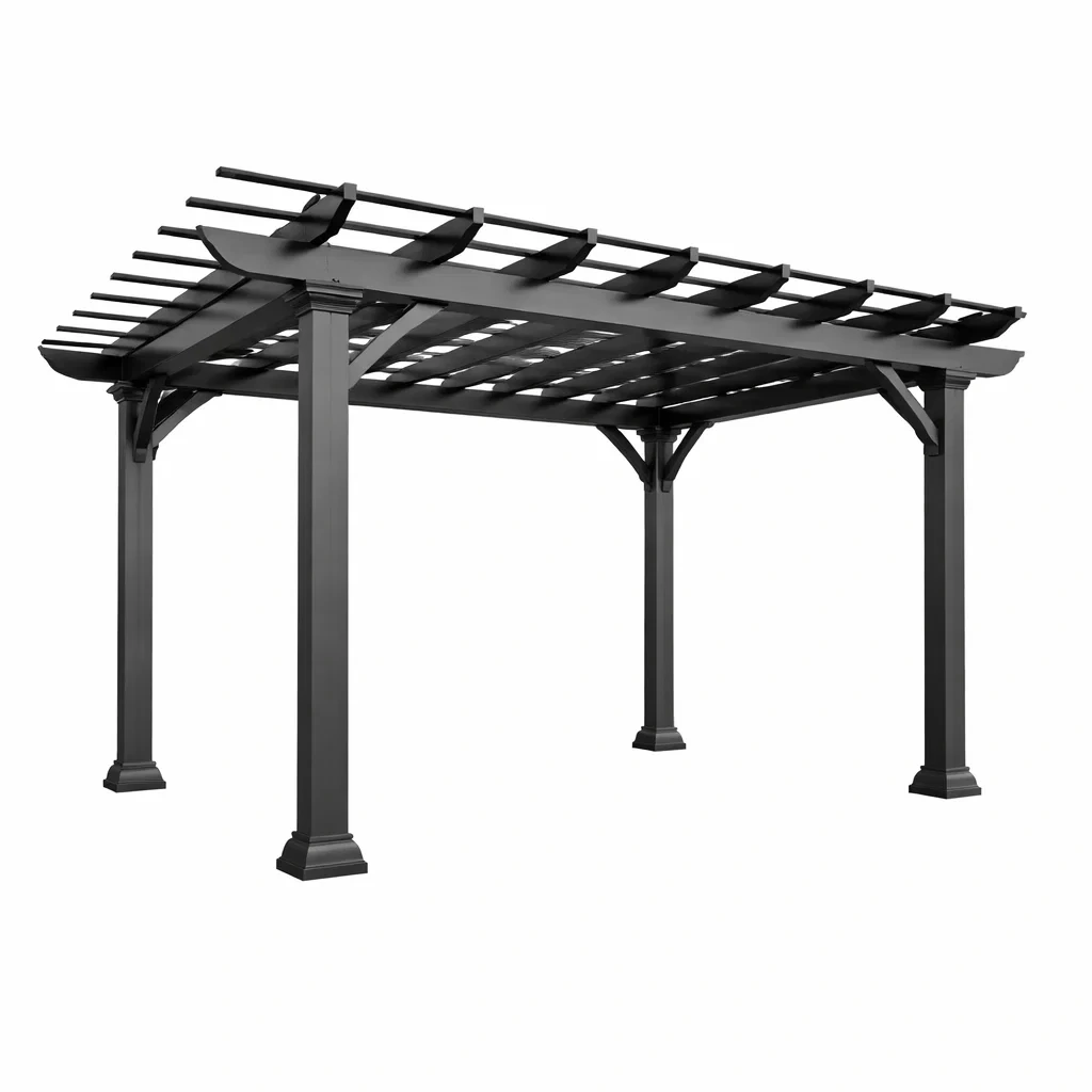 Pergola da giardino in alluminio nero-LUXEDREAMSPACE