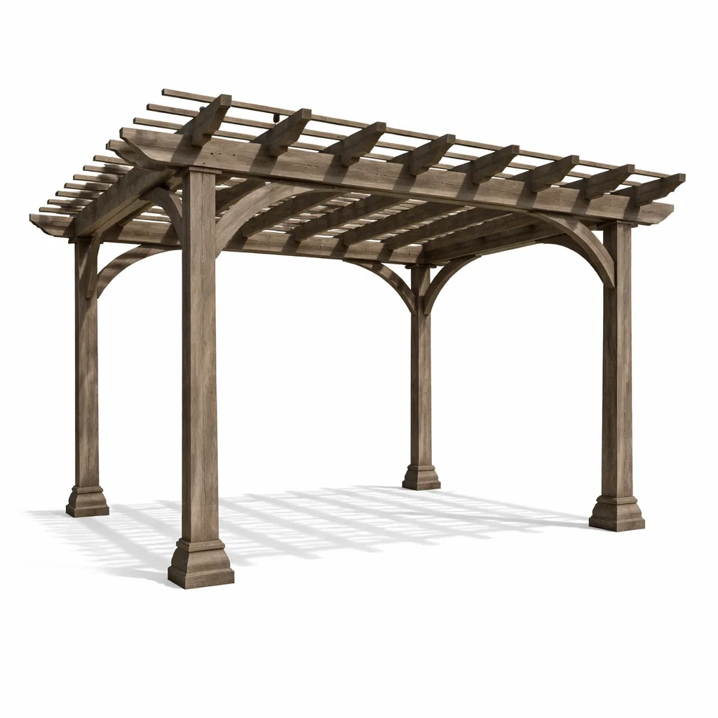 Pergola da esterno in legno di abete 350x350x250 cm-LUXEDREAMSPACE