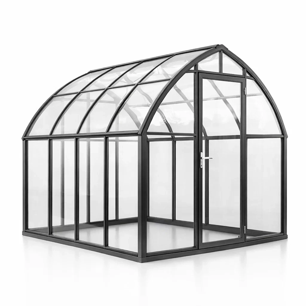 Serra da giardino in alluminio e policarbonato nero-LUXEDREAMSPACE