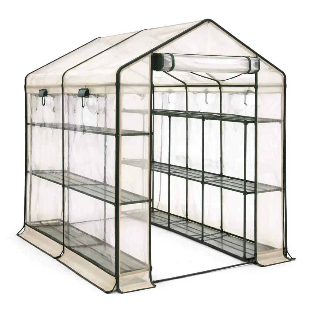 Serra da giardino in plastica e metallo 143x143x195 cm-LUXEDREAMSPACE