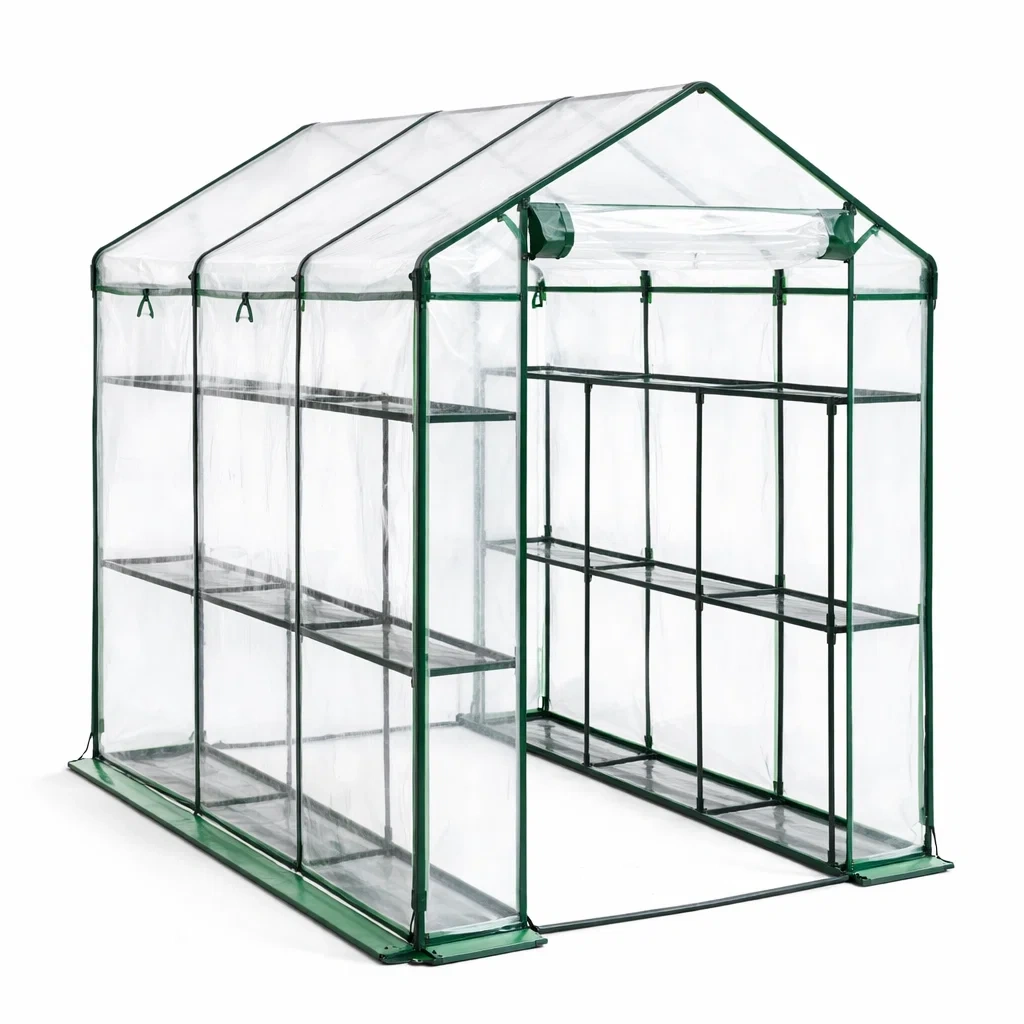 Serra in metallo e PVC trasparente 143x143x195 cm-LUXEDREAMSPACE