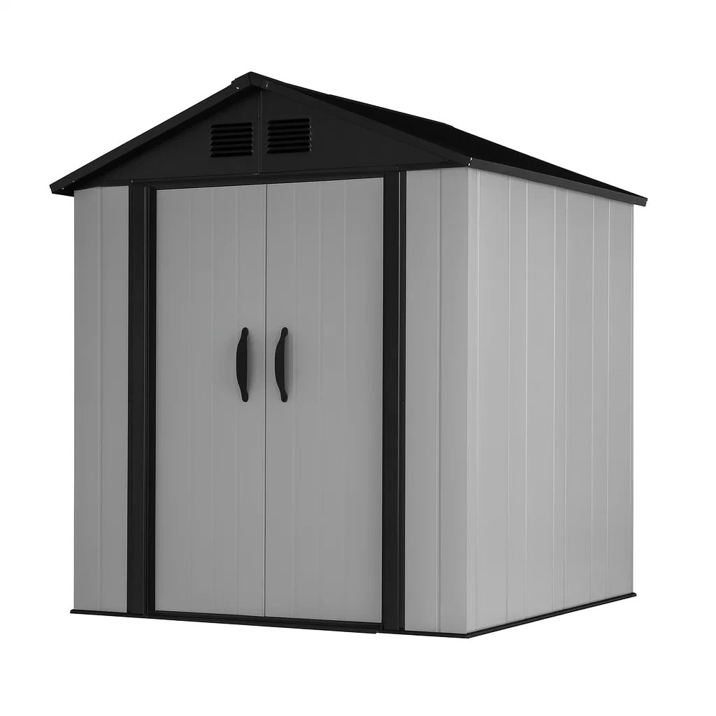 Capanno da Giardino in Acciaio Grigio 213x127x185 cm-ELEGANTHOMEOASIS