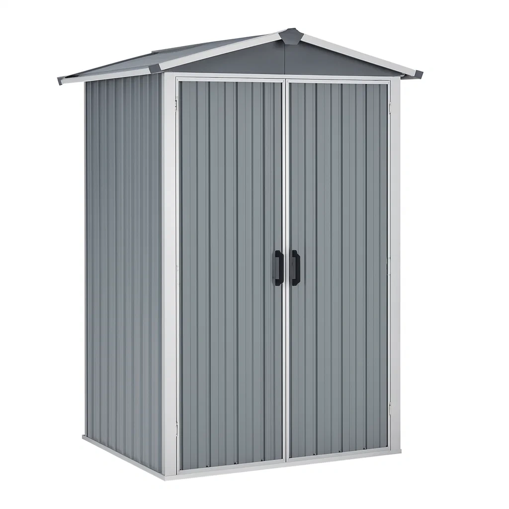 Capanno da Giardino in Acciaio con Doppia Porta 190x125x183 cm Grigio-ELEGANTHOMEOASIS