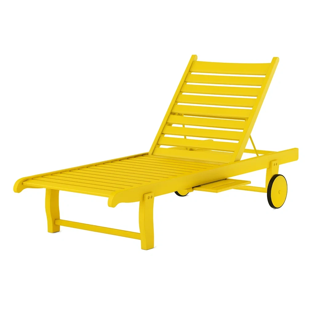 Lettino Prendisole da Giardino in Legno con Ruote Giallo 200x60x30 cm-ELEGANTHOMEOASIS