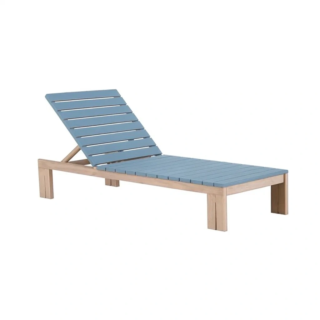 Lettino Prendisole in Legno e Plastica Blu-ELEGANTHOMEOASIS