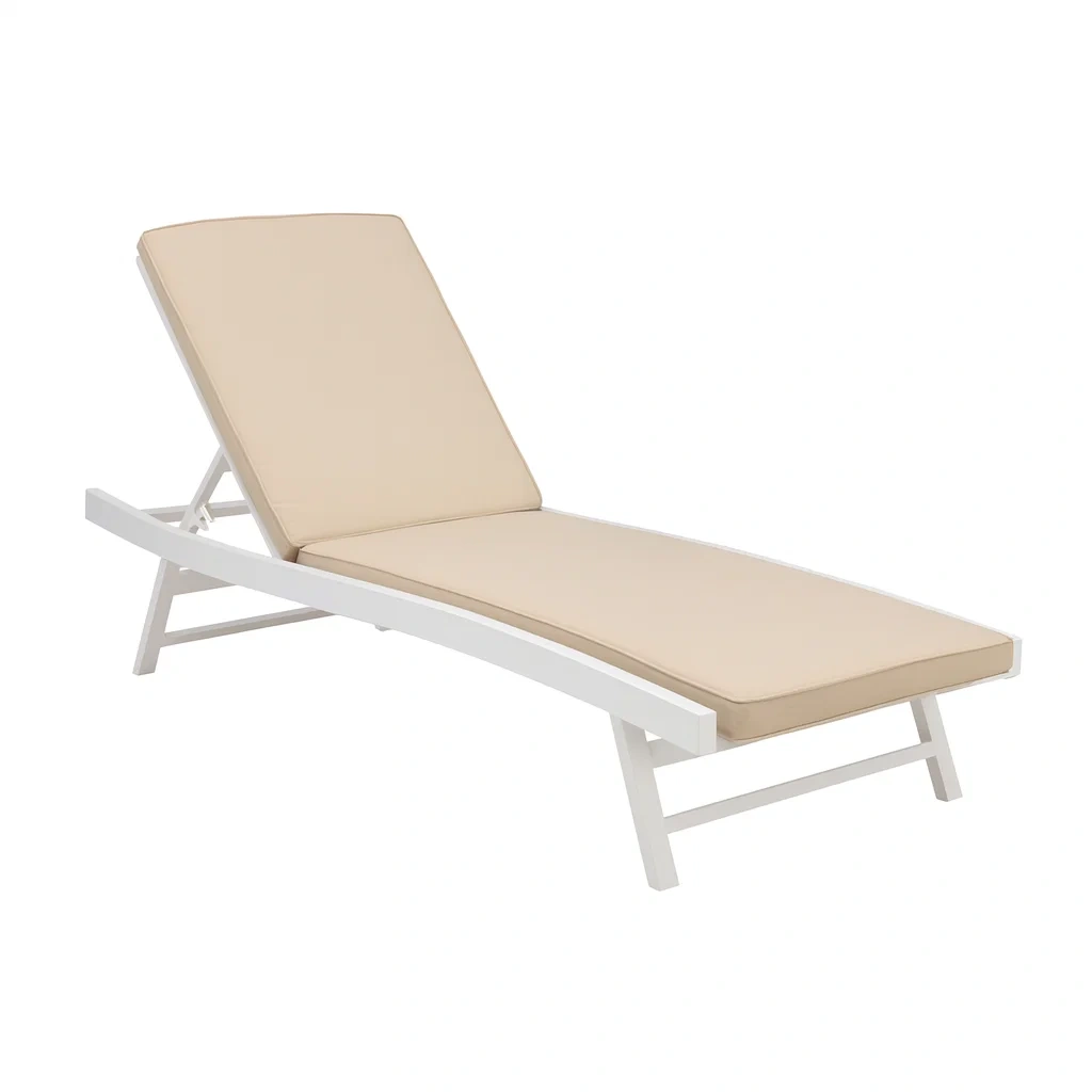 Sedia a sdraio in alluminio e tessuto poliestere beige-ELEGANTHOMEOASIS