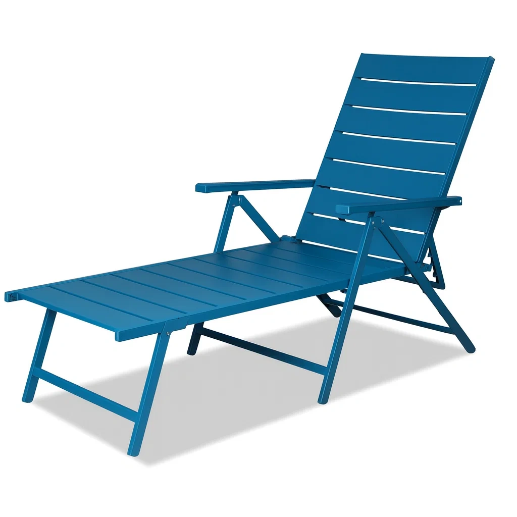 Sedia a sdraio pieghevole in alluminio blu per esterni-ELEGANTHOMEOASIS