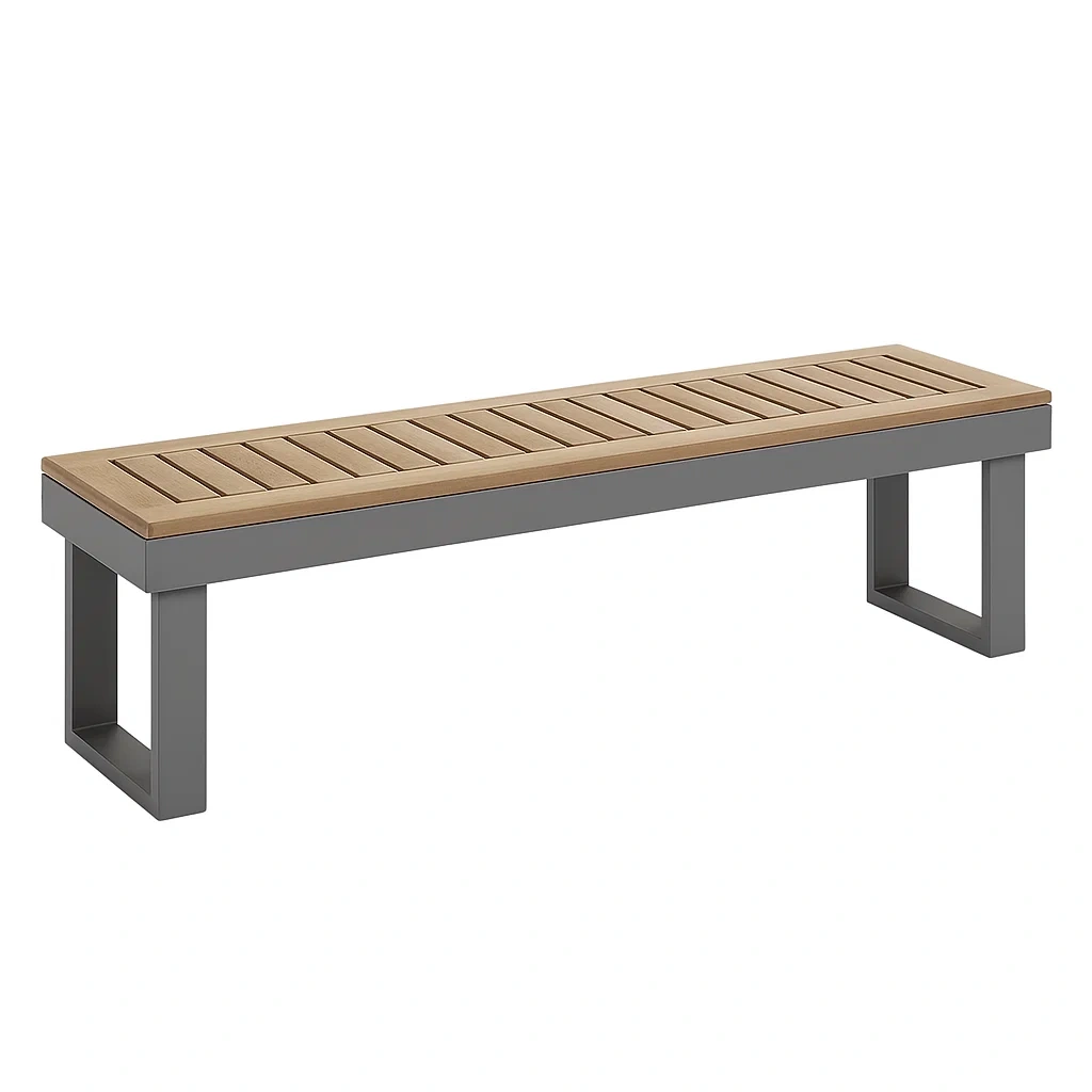 Panca in Legno di Acacia e Alluminio Grigio 160cm-ELEGANTHOMEOASIS
