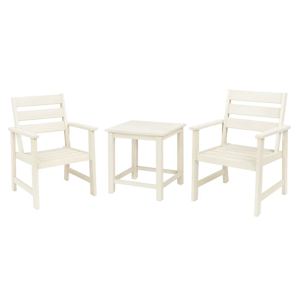 Set di sedie e tavolino in legno bianco-ELEGANTHOMEOASIS