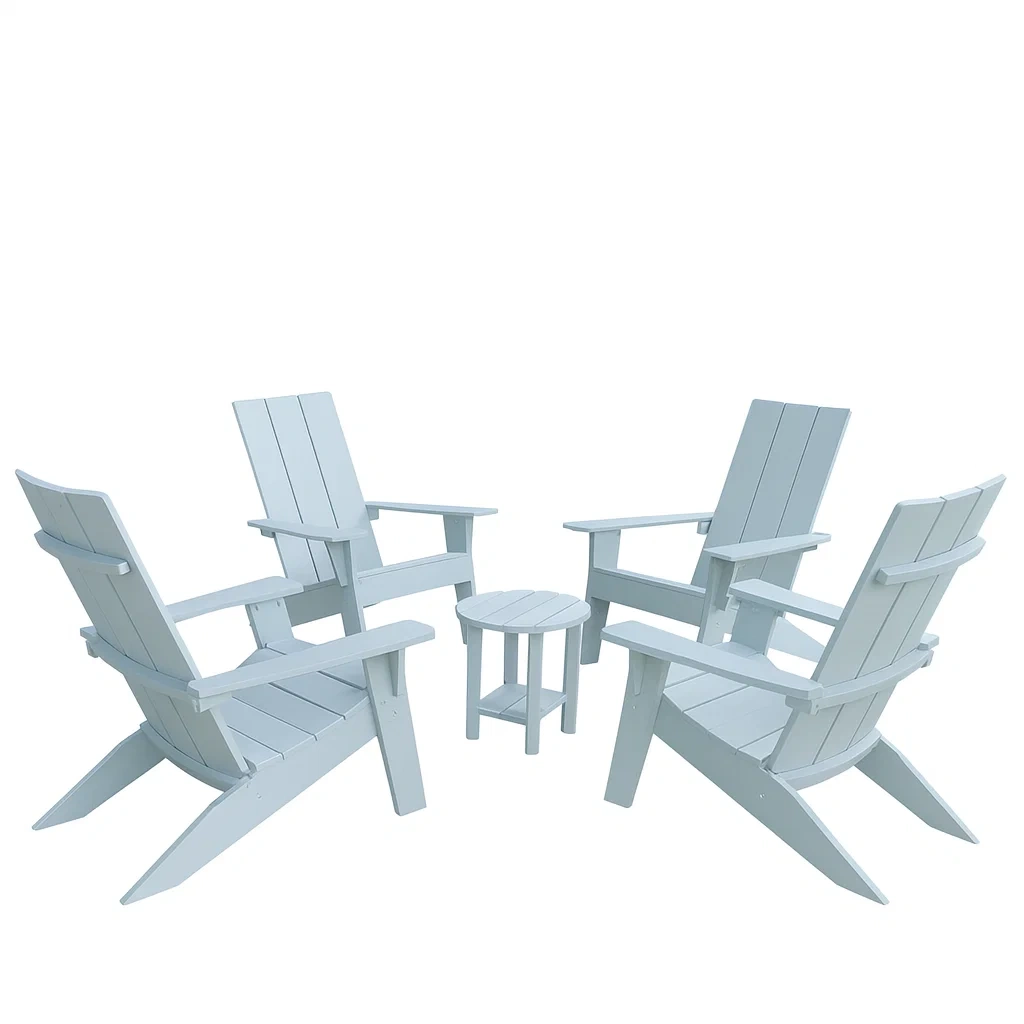 Set di Sedie Adirondack e Tavolino in Legno Bianco-ELEGANTHOMEOASIS
