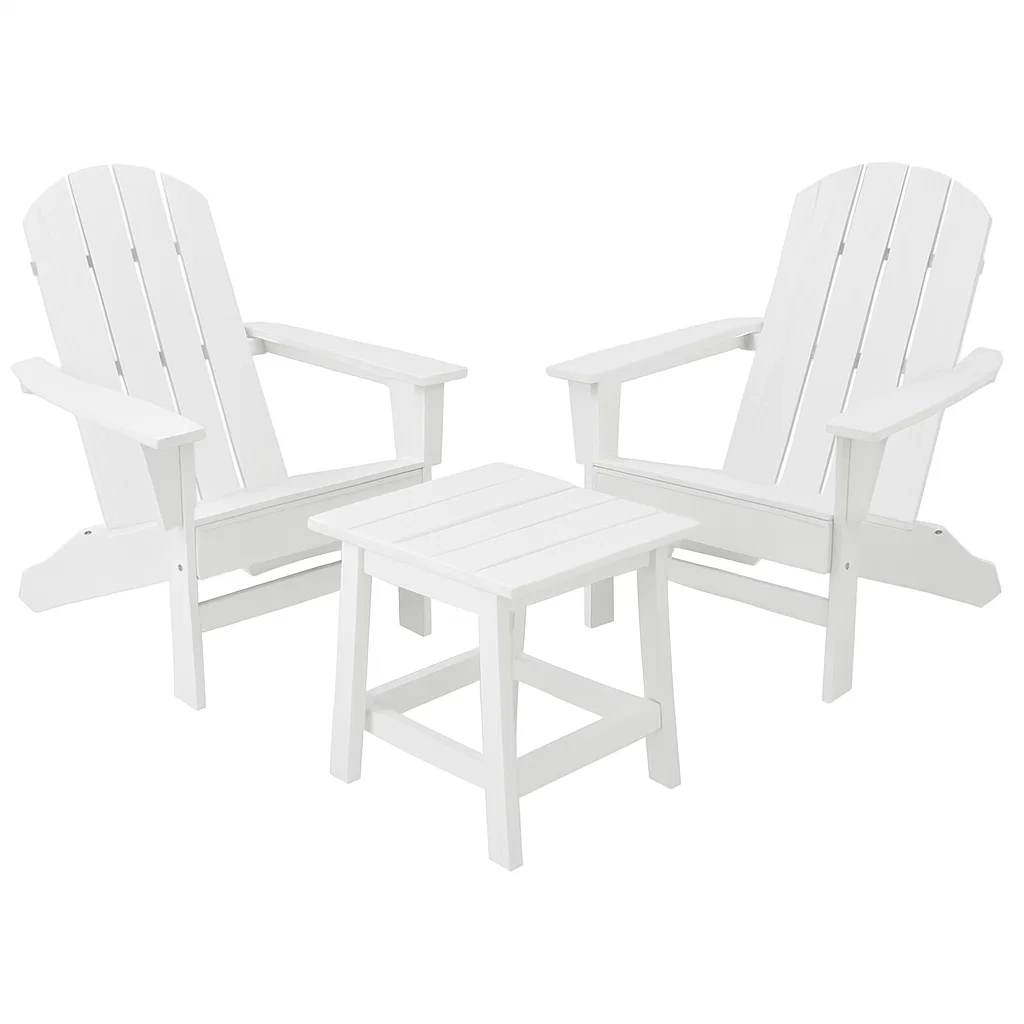 Set da Giardino in Legno Verniciato Bianco 2 Sedie e Tavolino-ELEGANTHOMEOASIS
