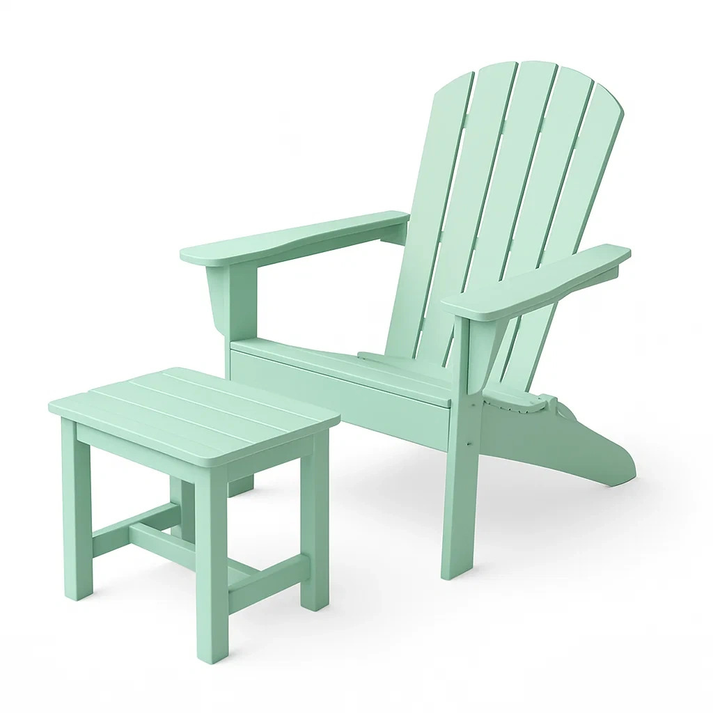 Set Sedia e Tavolino Adirondack in Polimero HDPE Verde Menta-ELEGANTHOMEOASIS