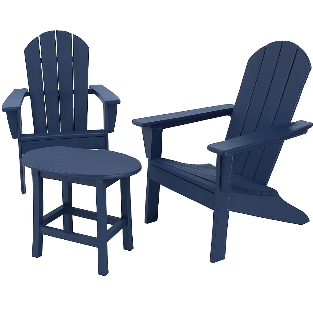 Set di sedie e tavolino in plastica HDPE blu per esterno-ELEGANTHOMEOASIS