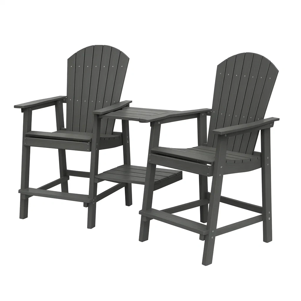 Set da Giardino con 2 Sedie e Tavolino in Legno Composito Grigio-ELEGANTHOMEOASIS