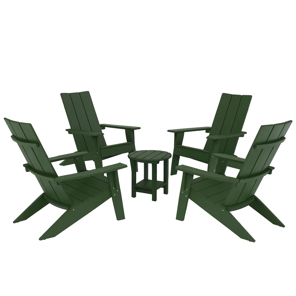 Set da Giardino in Legno con Sedie Adirondack e Tavolino, Verde Scuro-ELEGANTHOMEOASIS