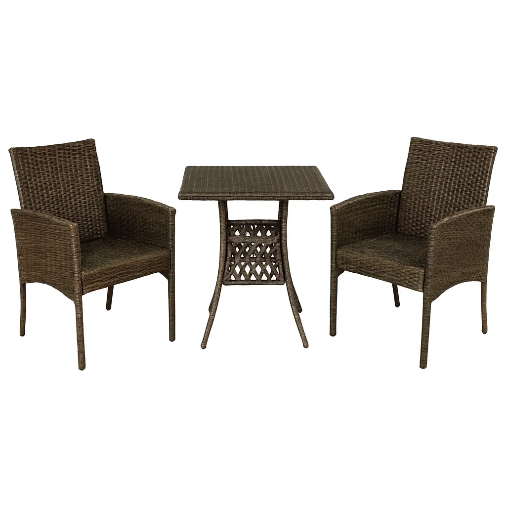 Set da Giardino in Rattan PE con Tavolo e 2 Sedie-ELEGANTHOMEOASIS