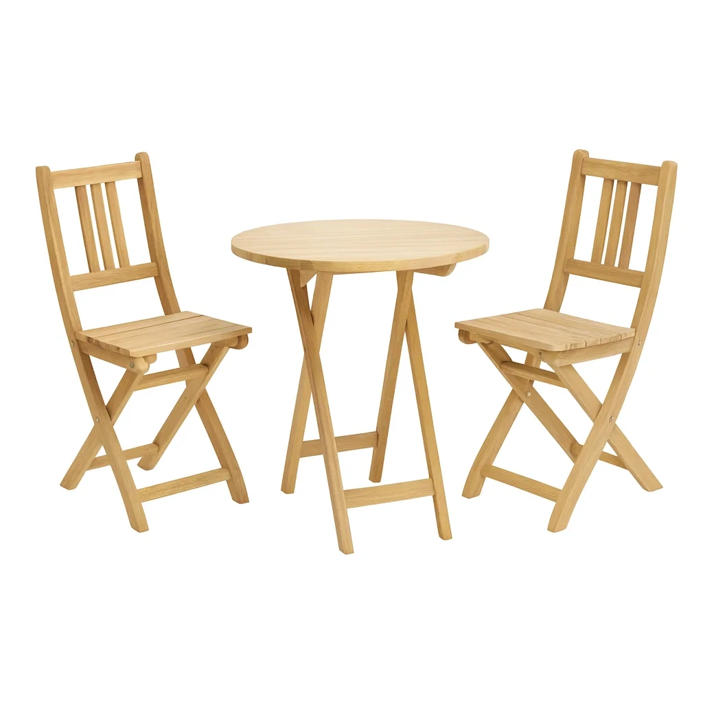 Set tavolo e sedie pieghevoli in legno di acacia-ELEGANTHOMEOASIS