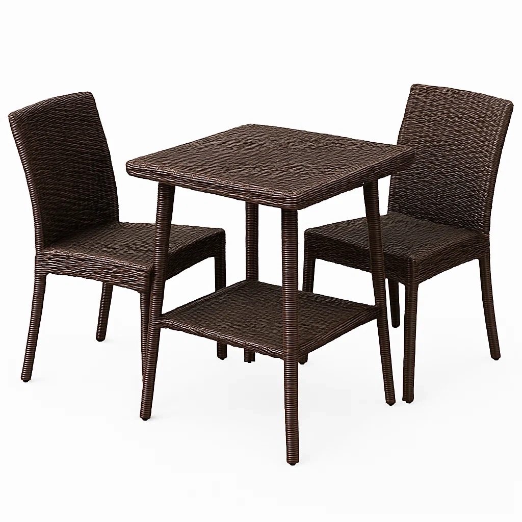 Set da Giardino in Rattan Sintetico con Tavolo e Due Sedie-ELEGANTHOMEOASIS
