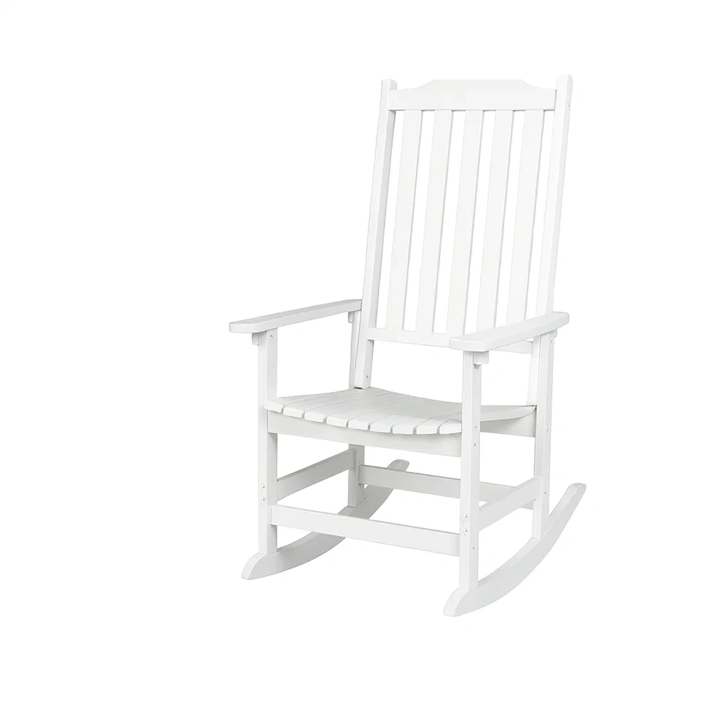 Sedia a dondolo in legno bianco-ELEGANTHOMEOASIS