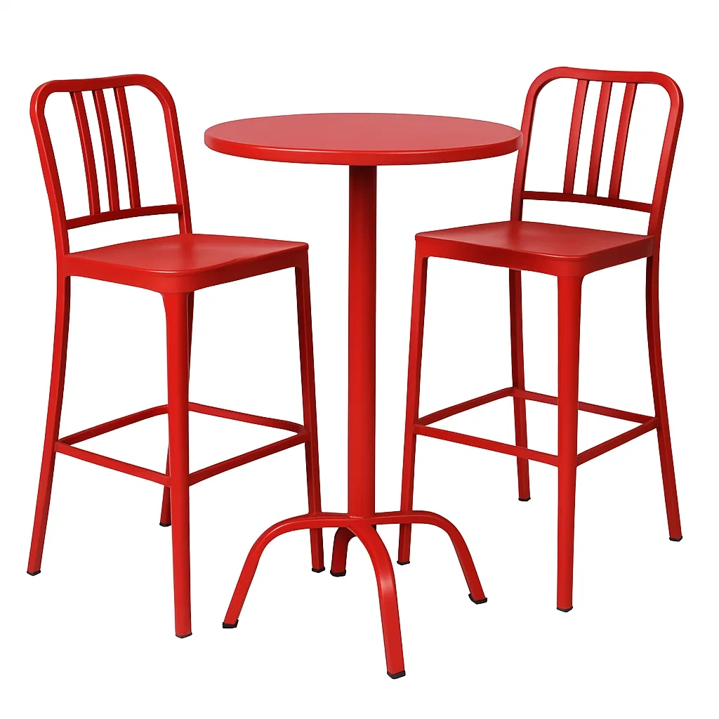 Set tavolo e sedie in metallo rosse-ELEGANTHOMEOASIS