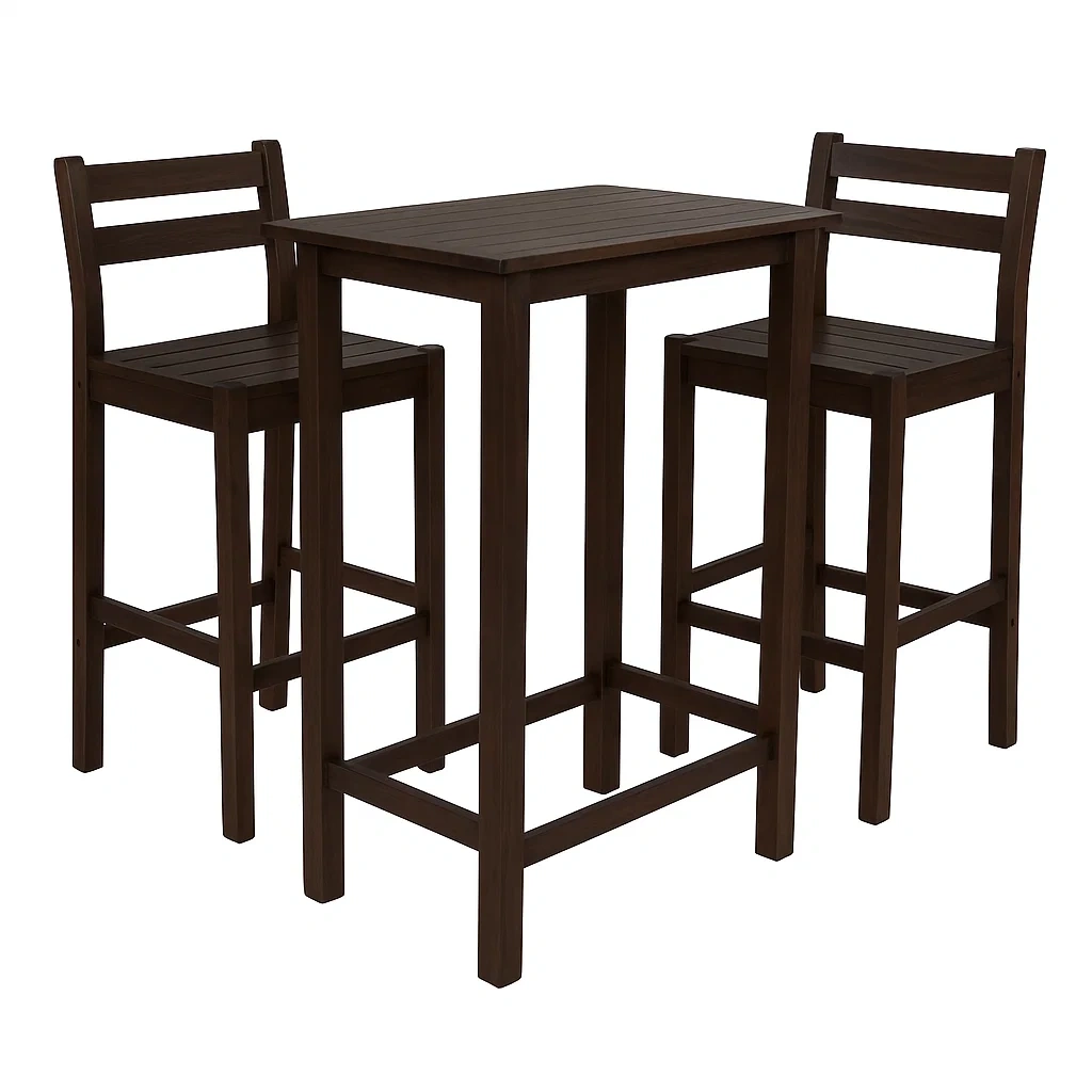 Set tavolo alto e sedie in legno marrone-ELEGANTHOMEOASIS