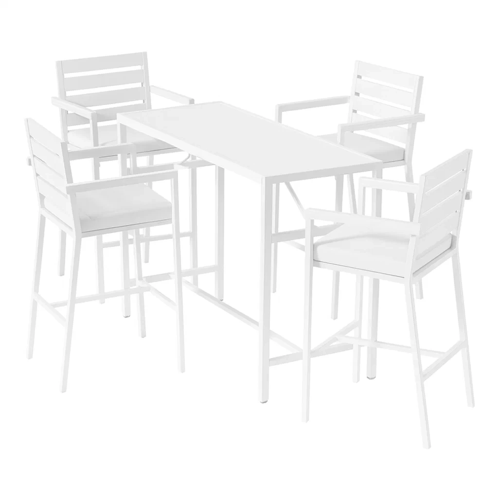 Set tavolo e sedie in alluminio bianco per esterni, 4 pezzi-ELEGANTHOMEOASIS