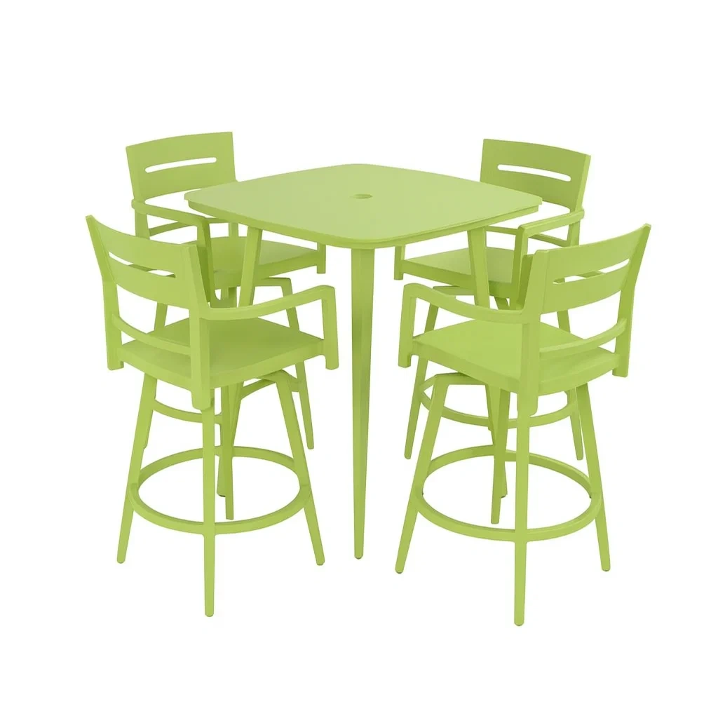 Set Tavolo e Sedie da Esterno in Plastica Verde-ELEGANTHOMEOASIS
