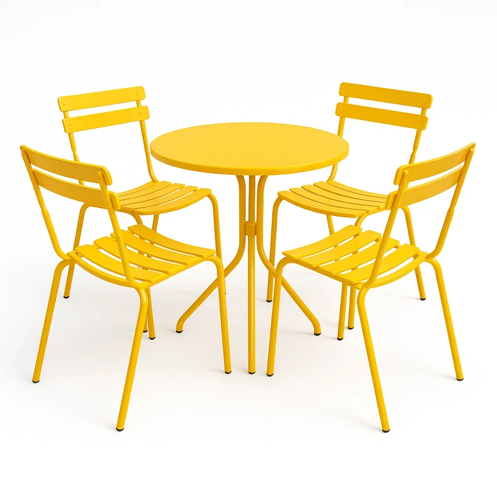 Set Tavolo e Sedie da Esterno in Acciaio Giallo 60 cm-ELEGANTHOMEOASIS
