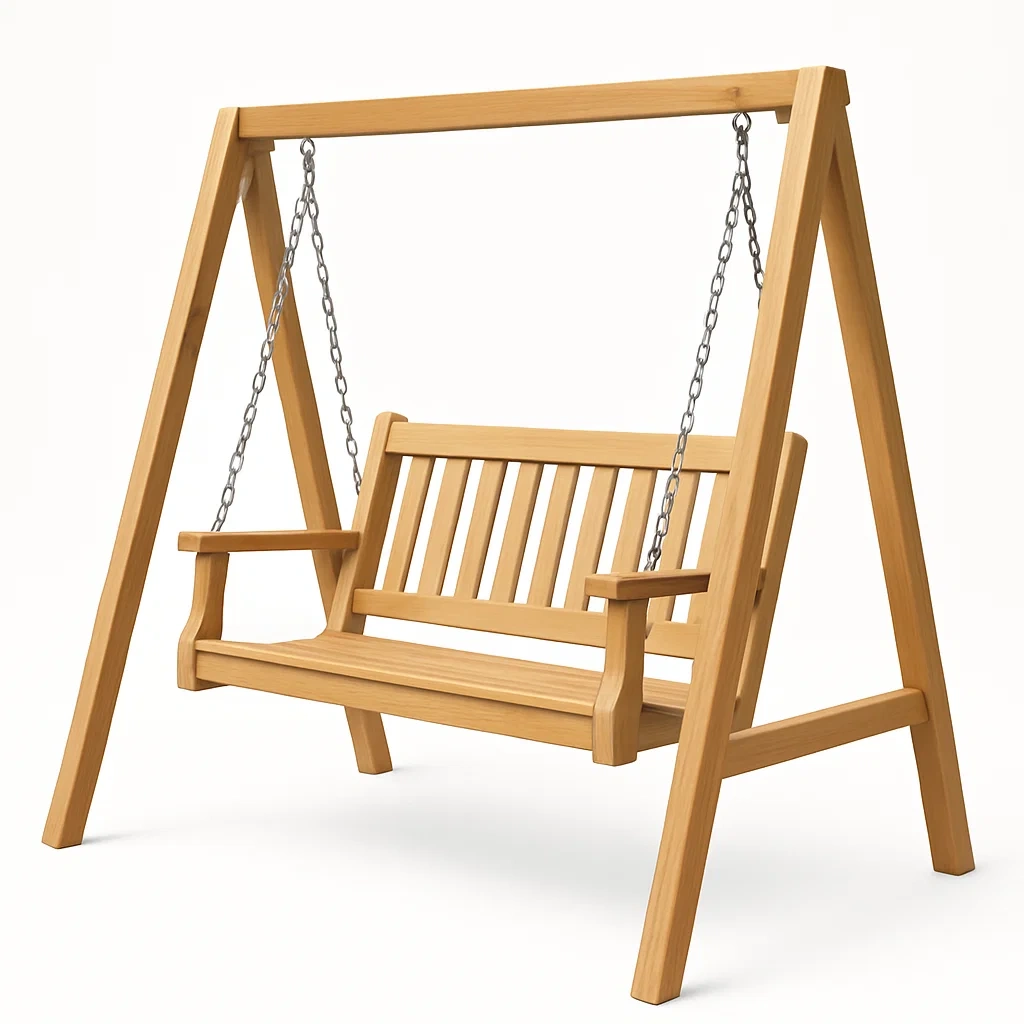 Altalena da Giardino in Legno con Catene in Acciaio Inossidabile-ELEGANTHOMEOASIS